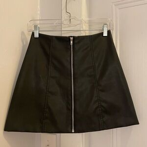 H&M Divided Faux Leather Zip Mini Skirt